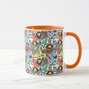 Mug Motif de paresse d'aquarelle de bande dessinée