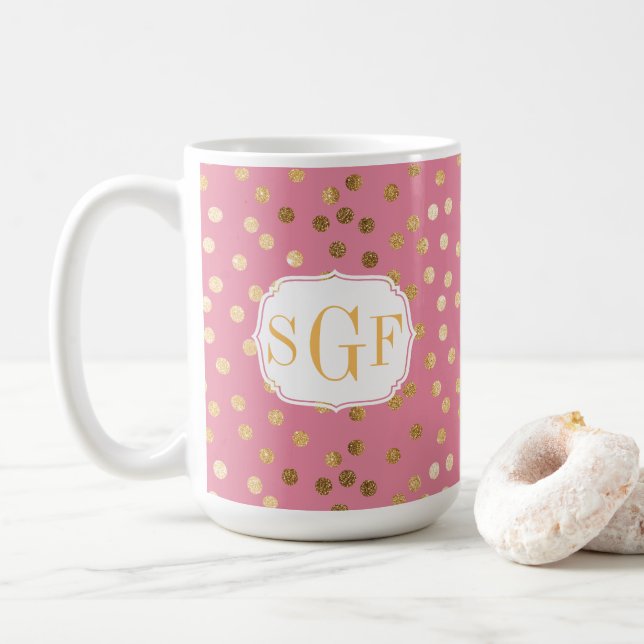 Mug Motif de Parties scintillant Monogram Candy Pink G (Avec donut)