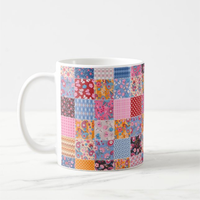 Mug Motif de patchwork transparent (Gauche)