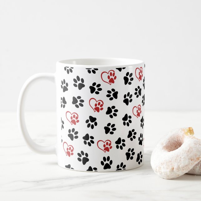 Mug Motif De Pâtes, Pâtes Noires, Pâtes Rouges, Coeurs (Avec donut)