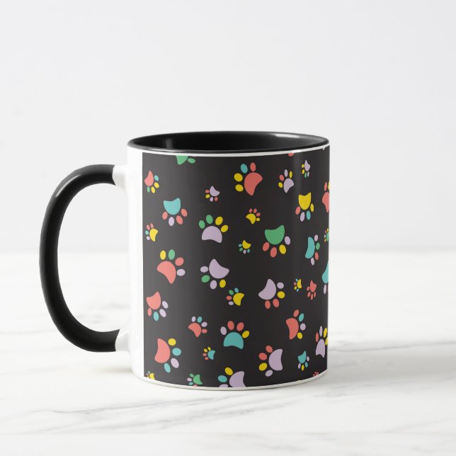 Mug Motif de pattes de chien colorées (Gauche)