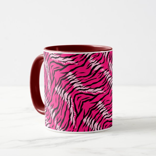 Mug Motif de peau d'animal Tigre Rose  (Devant gauche)