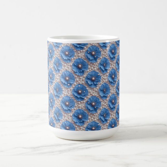Mug Motif de perle florale bleue (Centre)