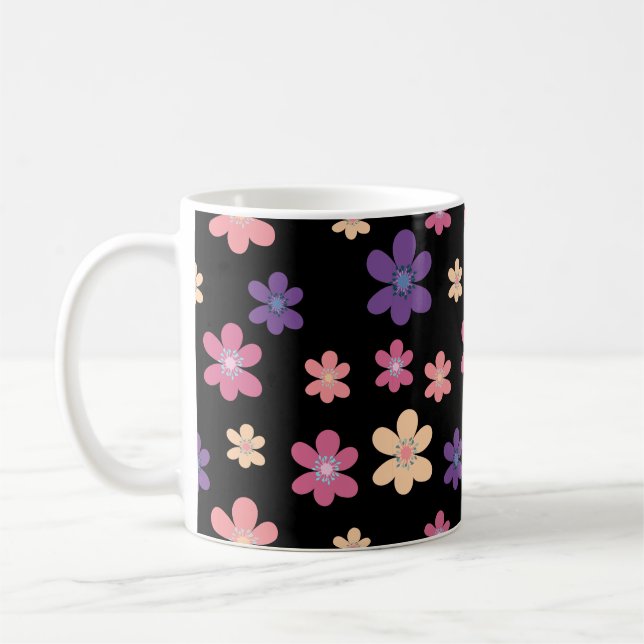 Mug Motif de pétales en floraison en noir (Gauche)