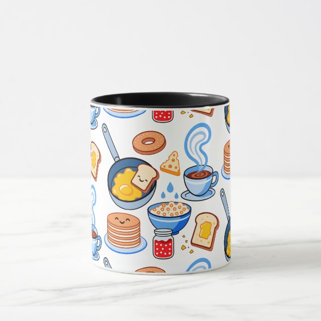 Mug Motif de petit déjeuner mignon – Nourriture Kawaii (Centre)