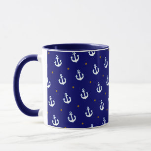 Mug motif de petites ancres blanches