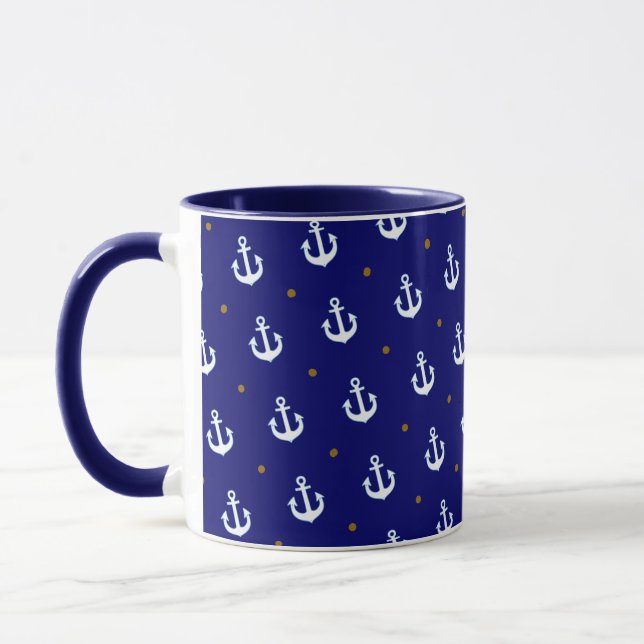 Mug motif de petites ancres blanches (Gauche)