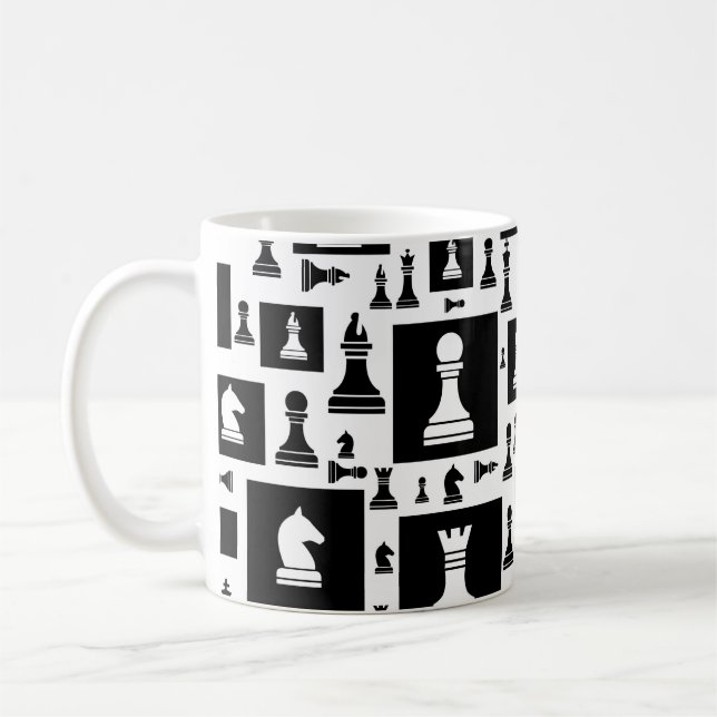 Mug Motif de pièces d'échecs - noir et blanc (Gauche)