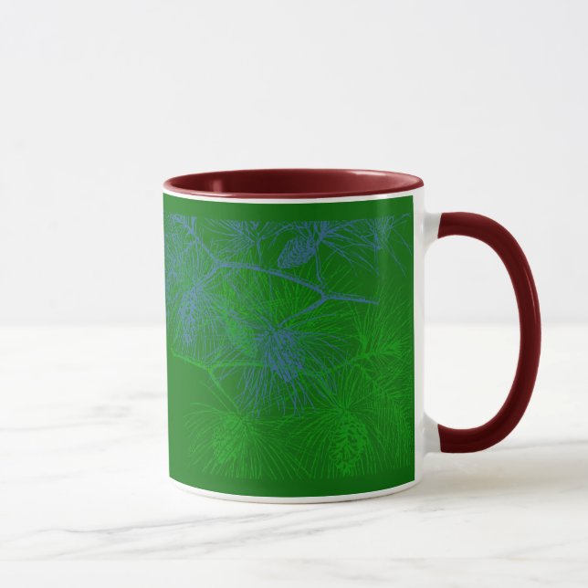 Mug Motif de pin bleu vert de vacances (Droite)