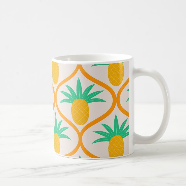 Mug Motif de pinède tropicale sur ogee orange  (Droite)
