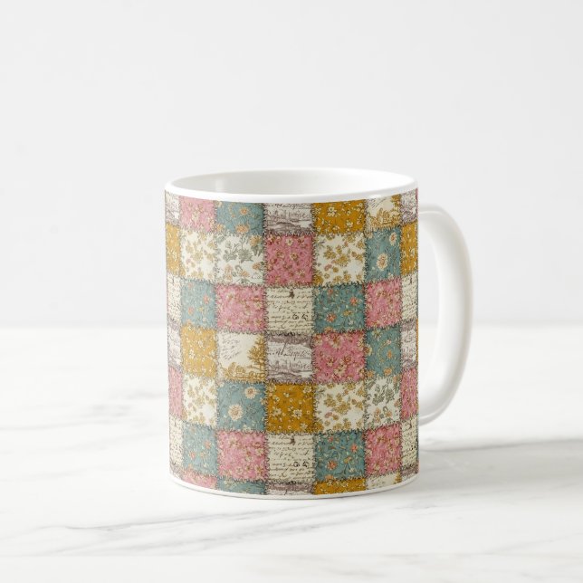Mug Motif de pique-nique en patchwork floral pastel (1 (Devant droit)