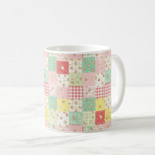 Mug Motif de pique-nique en patchwork floral pastel (5