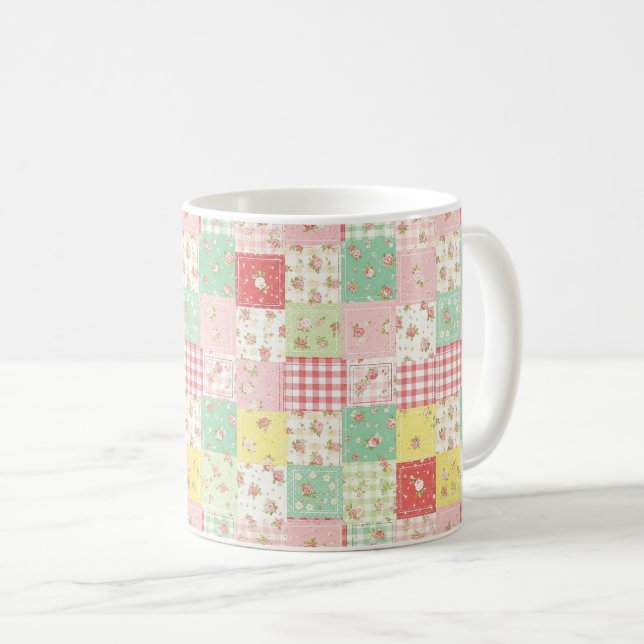 Mug Motif de pique-nique en patchwork floral pastel (5 (Devant droit)
