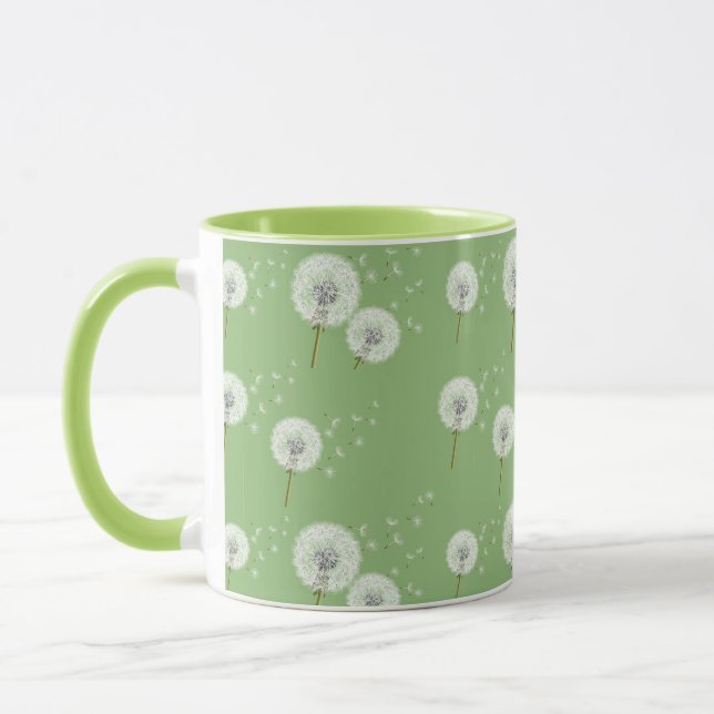 Mug Motif de pissenlit sur l'arrière - plan vert (Gauche)