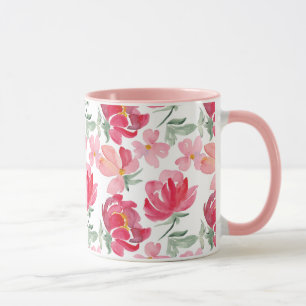 Mug Motif de pivoine d'aquarelle