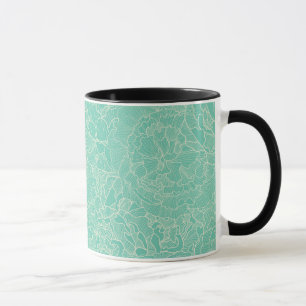 Mug Motif de pivoine de turquoise