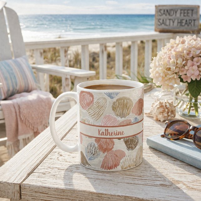 Mug Motif de plage aux coquillages côtiers doux (Créateur téléchargé)