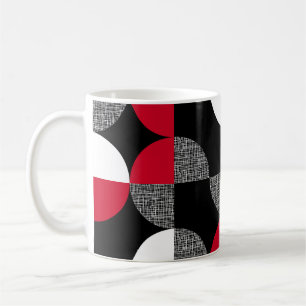 Mug Motif de plaid géométrique noir, rouge, blanc.