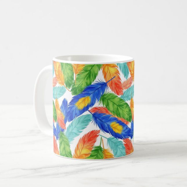Mug Motif de plume coloré — Abstrait aquarelle (Devant gauche)