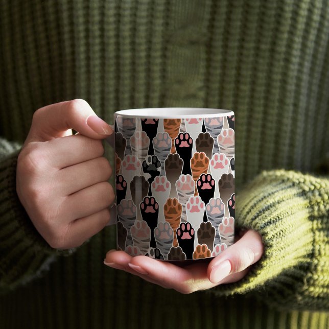 Mug Motif de plusieurs pattes de chat (Many Cat Paws Patterned Mug)
