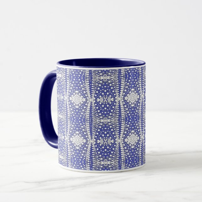 Mug Motif de point blanc sur bleu (Devant gauche)