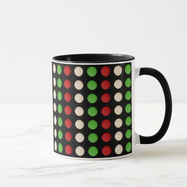 Mug Motif de point blanc vert rouge (Droite)