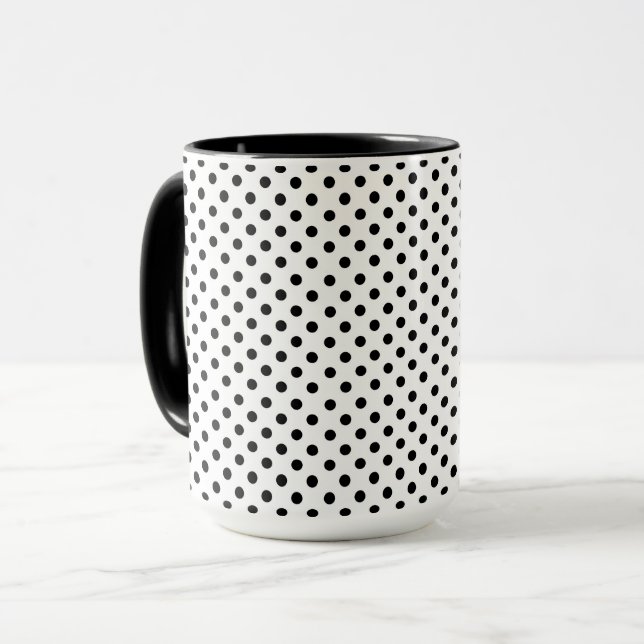 Mug Motif de point Polka noir blanc (Devant gauche)