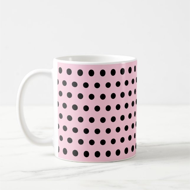 Mug Motif de point rose et noir de polka. Tacheté (Gauche)