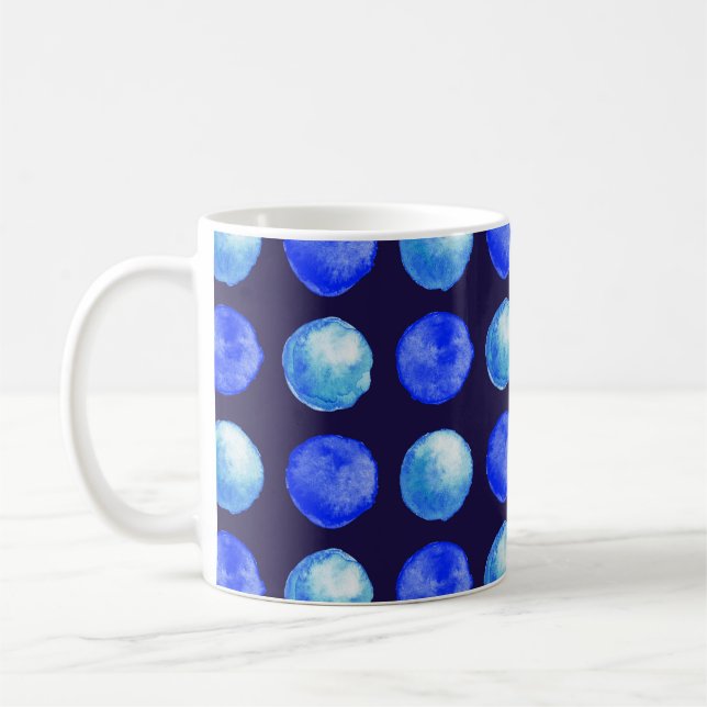 Mug Motif de points bleu d'aquarelle d'hiver (Gauche)