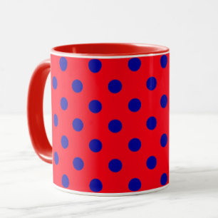 Mug Motif de pois bleus sur fond rouge 