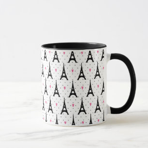 Mug Motif de pois et de coeurs de Tour Eiffel