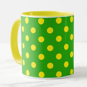 Mug Motif de pois jaunes sur fond vert