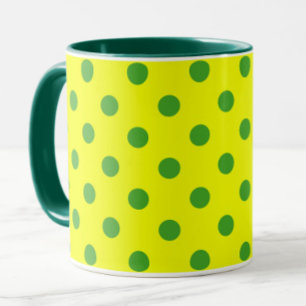 Mug Motif de pois jaunes sur fond vert Design