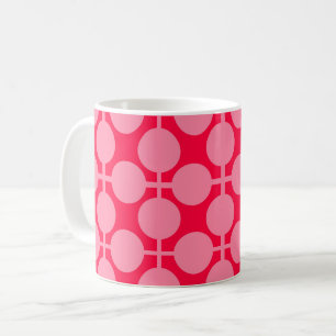 Mug Motif de pois monochrome rétro rose rouge