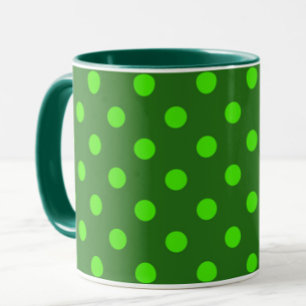 Mug Motif de pois verts sur fond vert foncé 