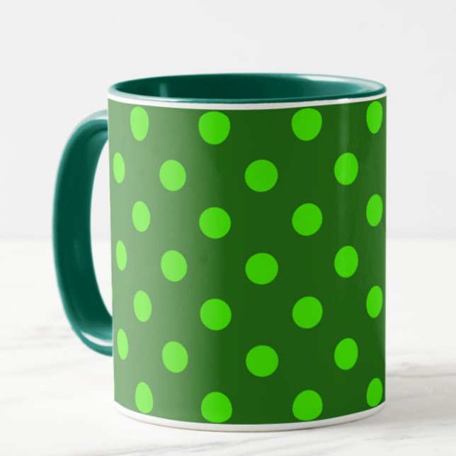 Mug Motif de pois verts sur fond vert foncé  (Créateur téléchargé)