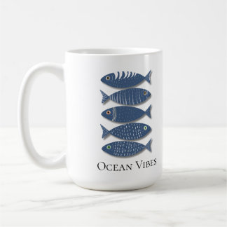 Mug Motif de poisson bleu côtier sur Arrière - plan be