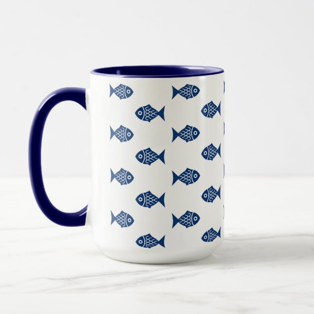 Mug Motif de poisson bleu scandinave (Gauche)