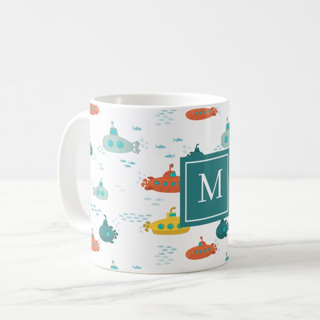 Mug Motif de poisson de mer profond sous-marin mignon (Devant gauche)