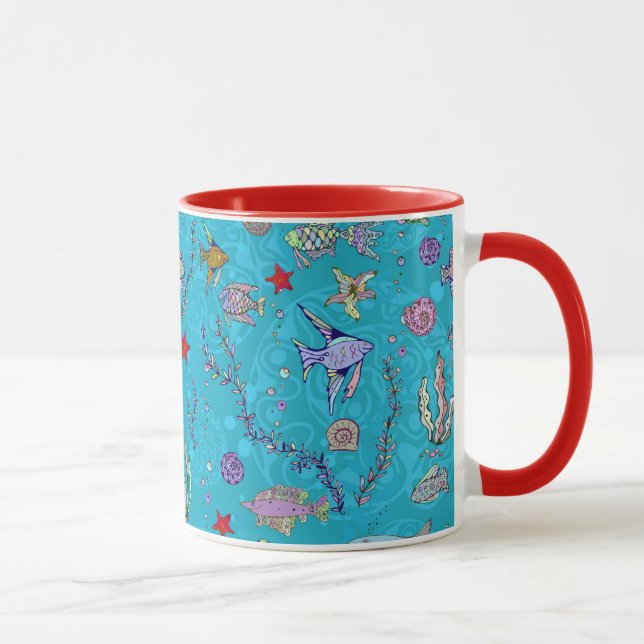 Mug Motif de poisson turquoise (Droite)
