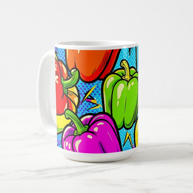 Mug Motif de poivrons Pop Art (Devant gauche)