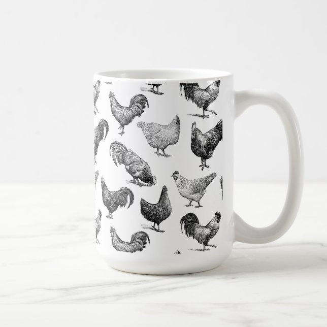 Mug Motif de poulet de la ferme Retro Country (Droite)