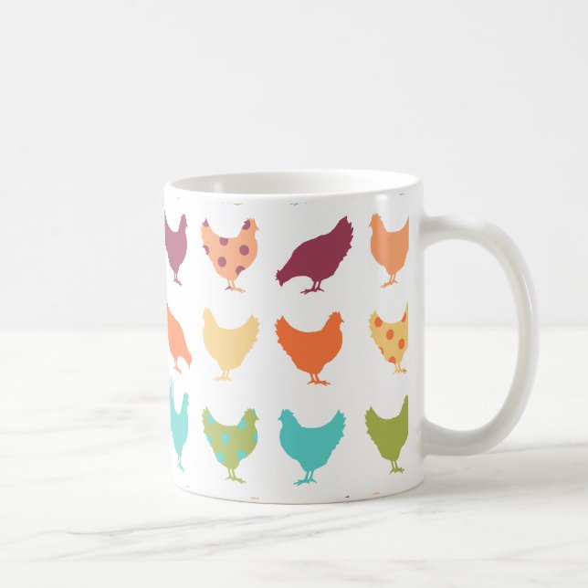 Mug Motif de poulet multicolore Funky (Droite)