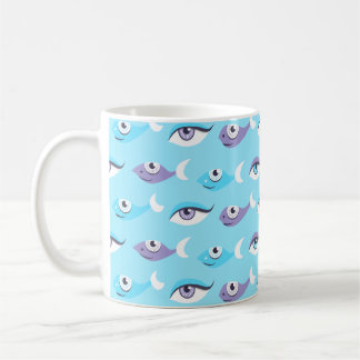 Mug Motif de pourpre et yeux bleus et poissons en mer