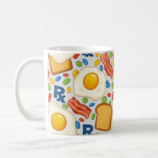 Mug Motif de prescription de petit-déjeuner de pharmac (Gauche)