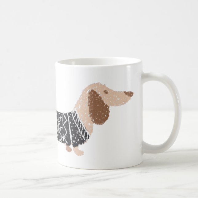 Mug Motif de pull de Noël drôle pour dachshund noir (Droite)