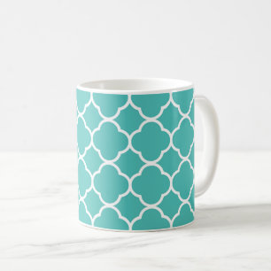 Mug Motif de Quatrefoil bleu-vert