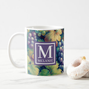 Mug Motif de raisin coloré Monogramme et nom