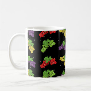 Mug Motif de raisin coloré sur fond noir