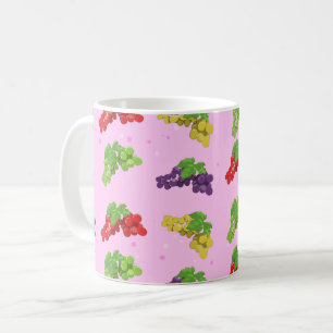 Mug Motif de raisin coloré sur fond rose